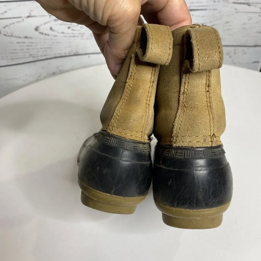 Lands End Boys Brown Insulated Flannel Lined Chelsea Laceless Duck‎ Boots Size 2